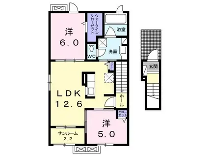 フォンテーネ II(2LDK/2階)の間取り写真