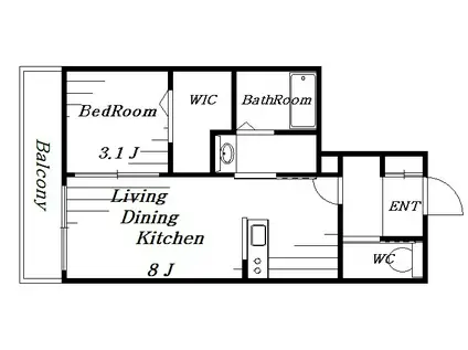 CASA FELIZ CHIBA CENTRA(1LDK/1階)の間取り写真