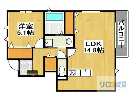 テラス・ドゥ・グリュI棟(1LDK/2階)の間取り写真