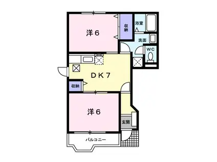 パルデメール(2DK/1階)の間取り写真