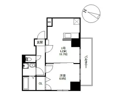 グレンパークII 番館 655(1LDK/8階)の間取り写真