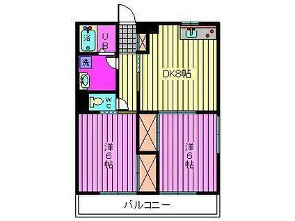 福岡マンション(2DK/3階)の間取り写真