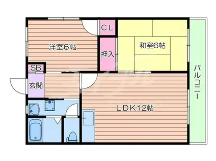 丸栄ライオンズマンション(2LDK/4階)の間取り写真