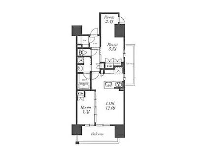 オーパスレジデンス名古屋ステーション(2LDK/3階)の間取り写真