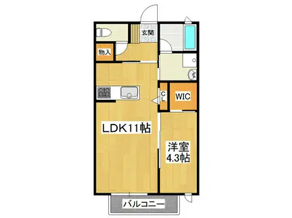 メゾン・レークヒル(1LDK/2階)の間取り写真