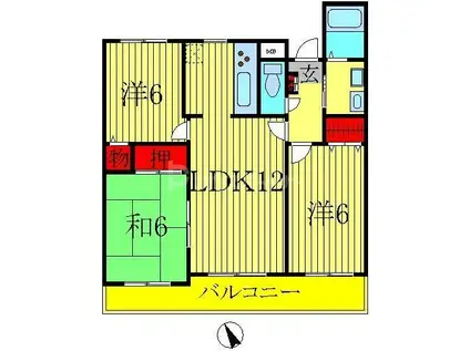 グランミューゼ柏(3LDK/1階)の間取り写真