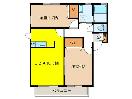 サンレジデンス(2LDK/1階)の間取り写真