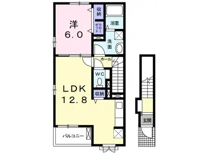 プラシード・パラッツォ(1LDK/2階)の間取り写真