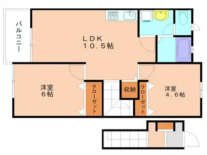 ボニートパルB(2LDK/2階)の間取り写真