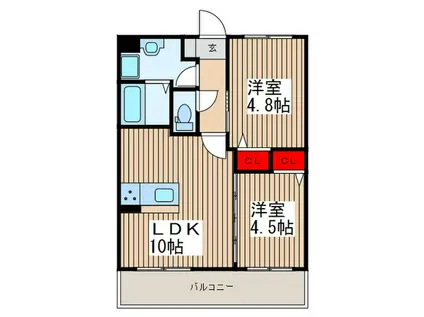 GLORIA HILLS(2LDK/1階)の間取り写真