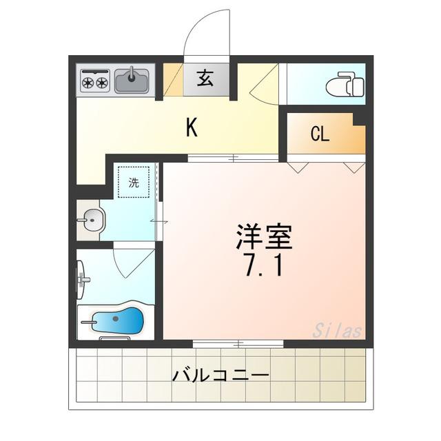ステディ八戸ノ里(1K/3階)の間取り写真