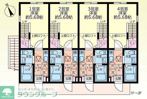 シティハイツ霞ヶ関(1K/1階)の間取り写真