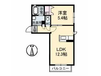 ルピナス(1LDK/1階)の間取り写真