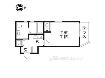 アパートメント清水五条(1K/1階)の間取り写真