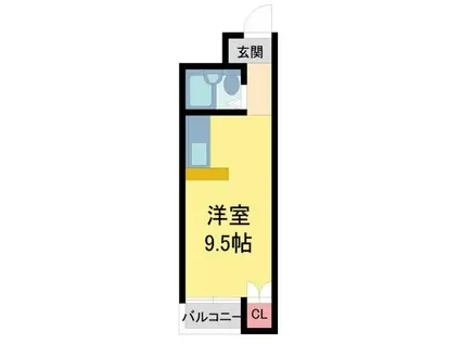 ゼクシブ池田綾羽(1K/3階)の間取り写真