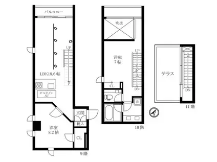 京急本線 京急新子安駅 徒歩6分 10階建 築15年(2LDK/9階)の間取り写真