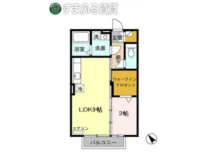 クレールアヴニールA(1LDK/2階)の間取り写真