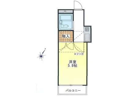 フローラ鈴蘭台北町(1K/2階)の間取り写真