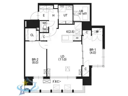 リシェス桑園(2LDK/6階)の間取り写真