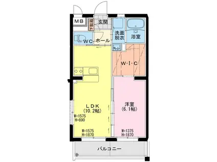 ハイド・パーク(1LDK/3階)の間取り写真