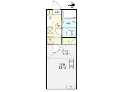 JTレジデンス王子弐番館(1K/2階)の間取り写真