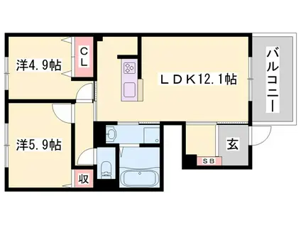 アレグリア(2LDK/1階)の間取り写真