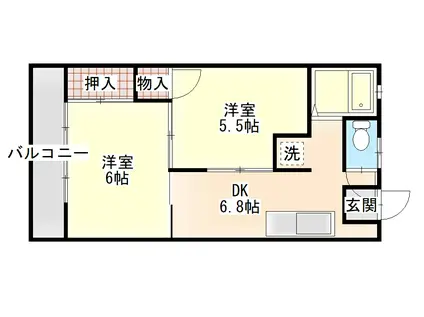 和光ハイツ(2DK/2階)の間取り写真