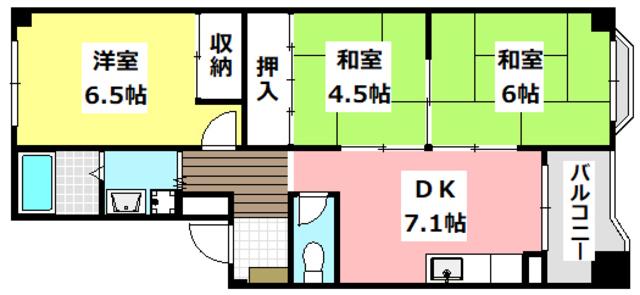 コーポスカイラーク(3DK/2階)の間取り写真