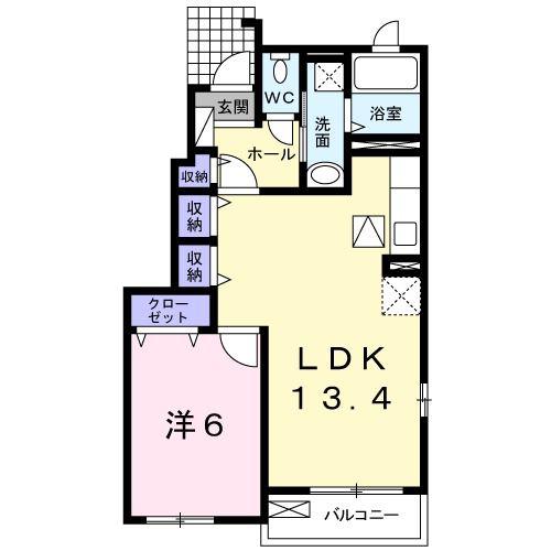 ル・ボワ(1LDK/1階)の間取り写真