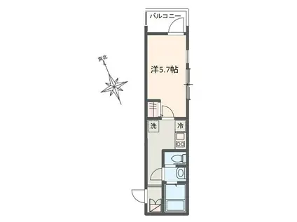 MELDIA宮原(1K/1階)の間取り写真