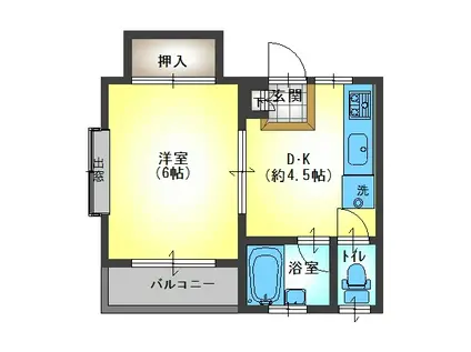 ハイツ司1(1DK/2階)の間取り写真