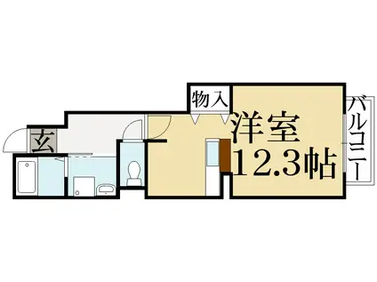 エバーグリーン(ワンルーム/1階)の間取り写真