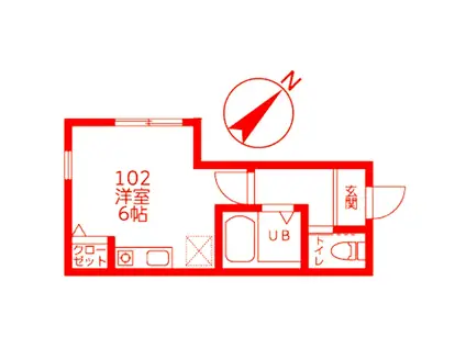 イーストヒルズ(ワンルーム/1階)の間取り写真