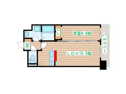フェリーチェ薬師堂(1LDK/6階)の間取り写真