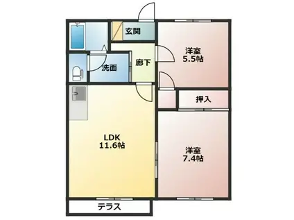 SCENE88(2LDK/1階)の間取り写真