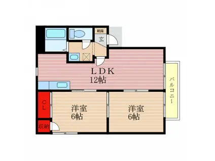 ダイヤモンドシーダー七番館(2LDK/2階)の間取り写真