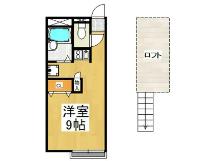 レオパレスジュロミラ(ワンルーム/1階)の間取り写真