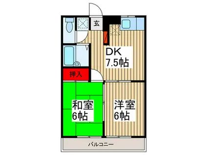 エステートピア リズム(2DK/2階)の間取り写真