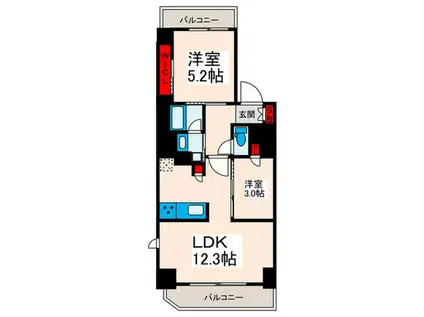ワンルーフレジデンス西日暮里(2LDK/6階)の間取り写真