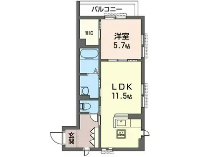 ミルティーユ武蔵新城(1LDK/1階)の間取り写真