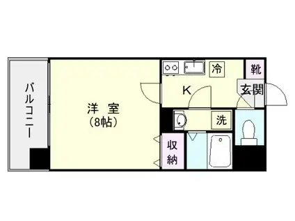 KOU TAI SHIN BUIL 西田(1K/4階)の間取り写真