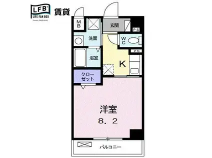 クラシオンルガールイシカワII(1K/2階)の間取り写真
