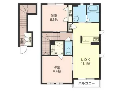 メゾン・ソルトワ(2LDK/2階)の間取り写真