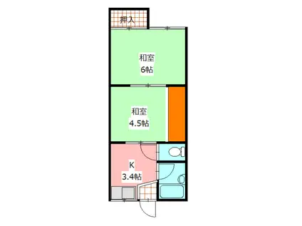 フレシールヴィラC(2K/2階)の間取り写真