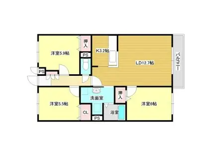 Jステージ拓勇(3LDK/1階)の間取り写真