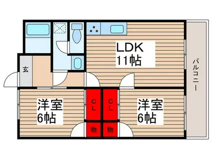 メゾン相川A棟(2LDK/2階)の間取り写真