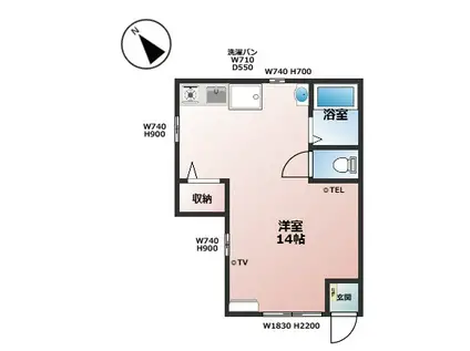 プライムコートIII(ワンルーム/1階)の間取り写真