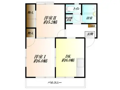 コンコウハイツ(2DK/1階)の間取り写真