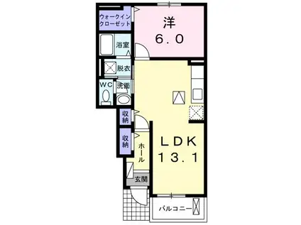 エスポワール(1LDK/1階)の間取り写真