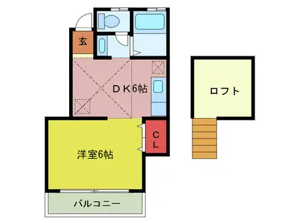 リバティ坂戸(1DK/2階)の間取り写真